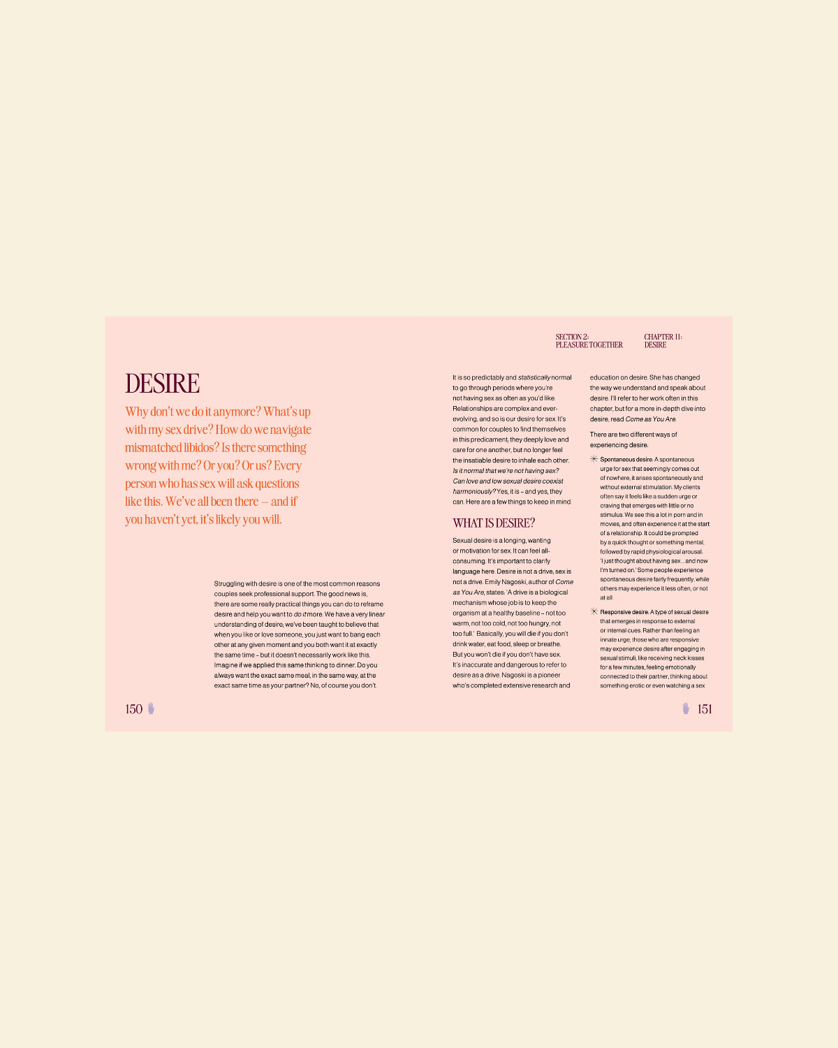 Book page with text on a pink background