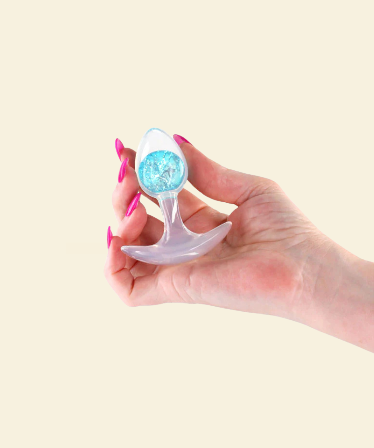 Clear silicone butt plug with blue center