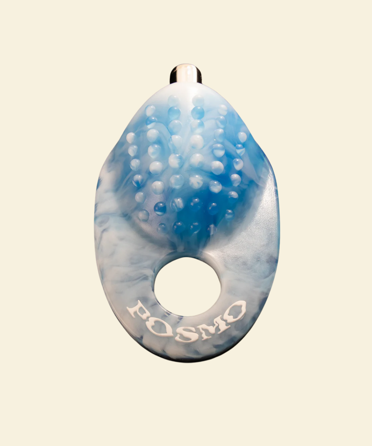 Blue and white silicone grinder with bullet vibrator