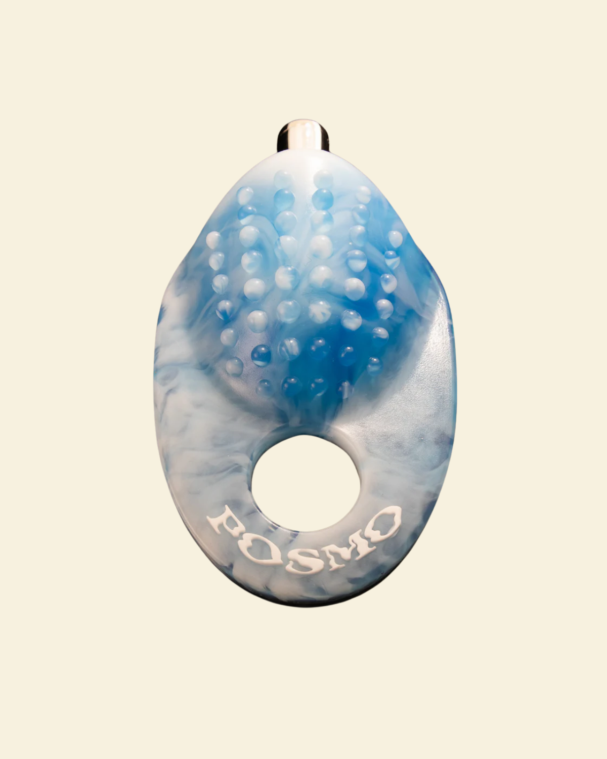 Blue and white silicone grinder with bullet vibrator