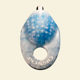 Blue and white silicone grinder with bullet vibrator