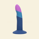 Blue and purple silicone dildo