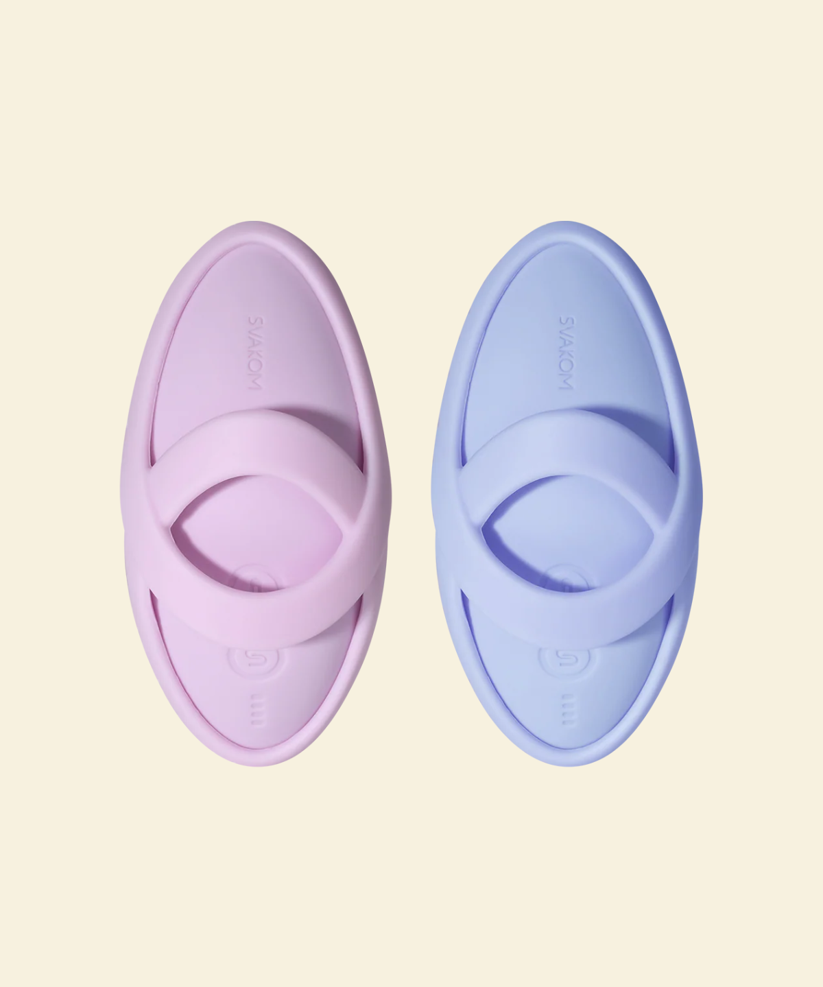purple and blue Svakom Echo 2 finger vibrators side by side