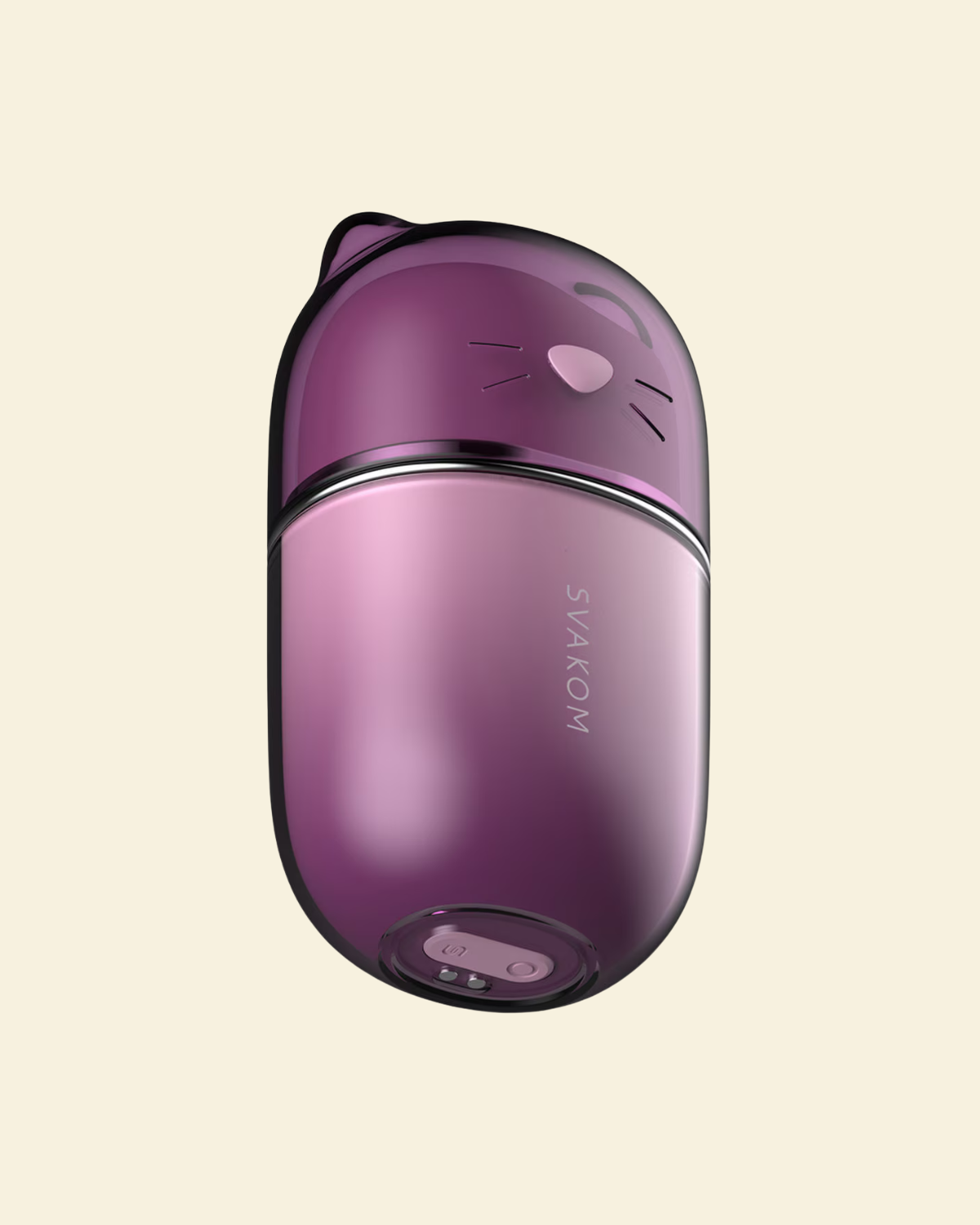 Purple licking and sucking stimulator with cat like features 