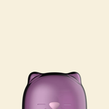 Purple cat-shaped object on a beige background
