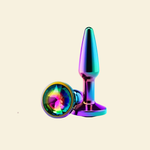 Multicolour tapered metal butt plug