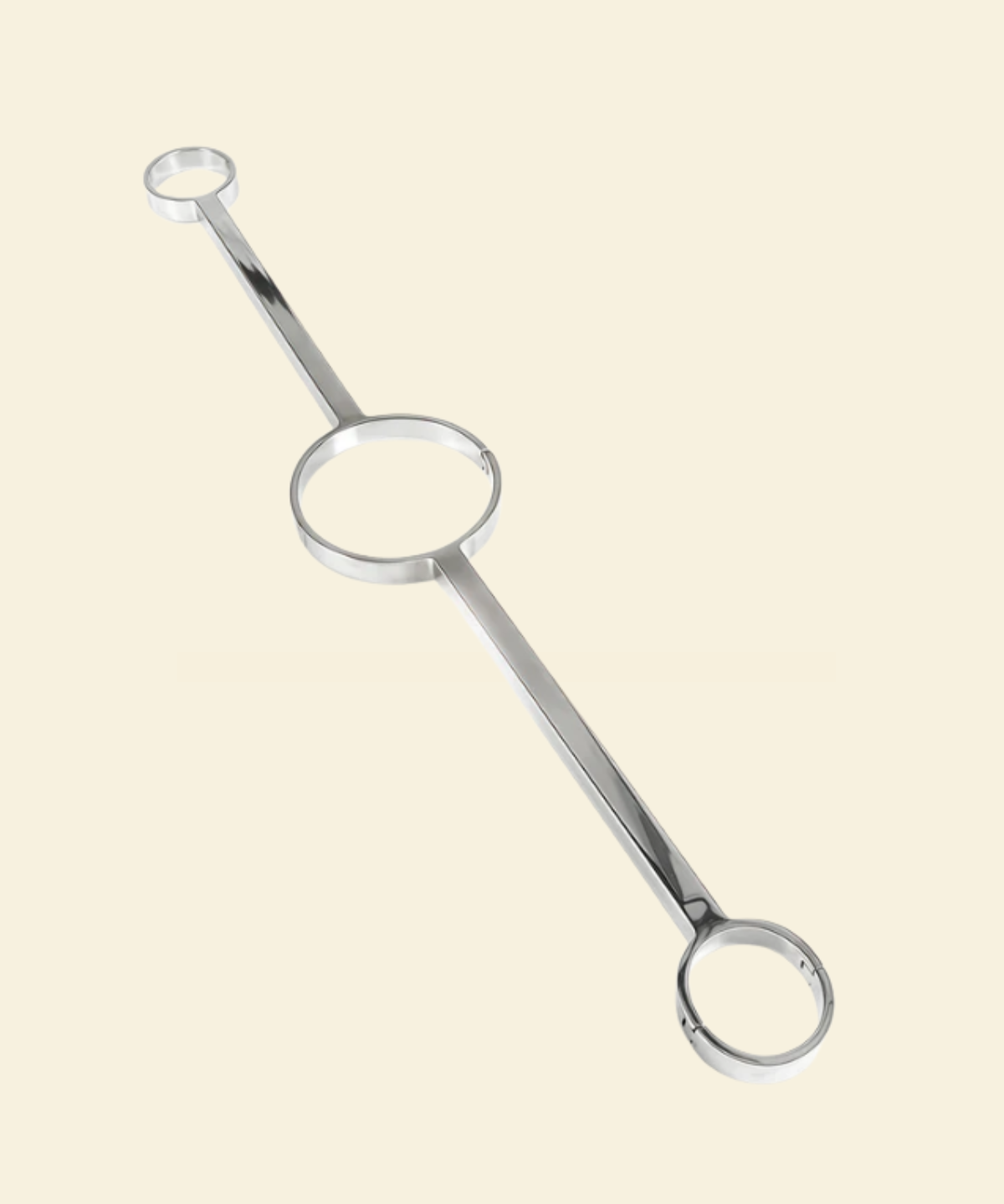 Stainless Steel neck to wrist spreader bar on a beige background